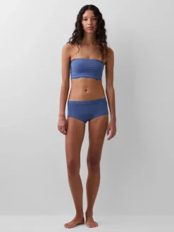 Organic Stretch Cotton Lace-Trim Bandeau Bralette