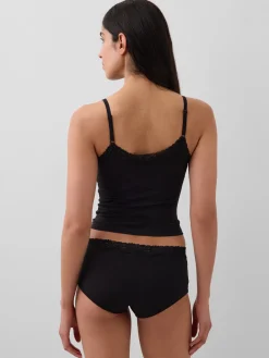 Organic Stretch Cotton Lace-Trim Shelf-Bra Cami