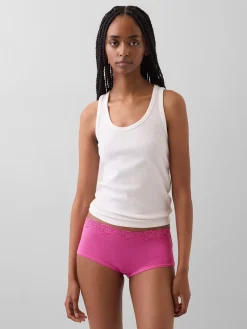 Organic Stretch Cotton Lace-Trim Shorty