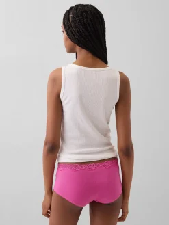 Organic Stretch Cotton Lace-Trim Shorty