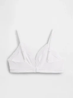 Organic Stretch Cotton Lace-Trim Triangle Bra