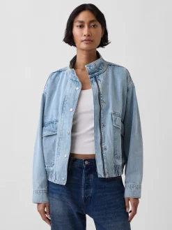 Oversized Denim Bomber Jacket