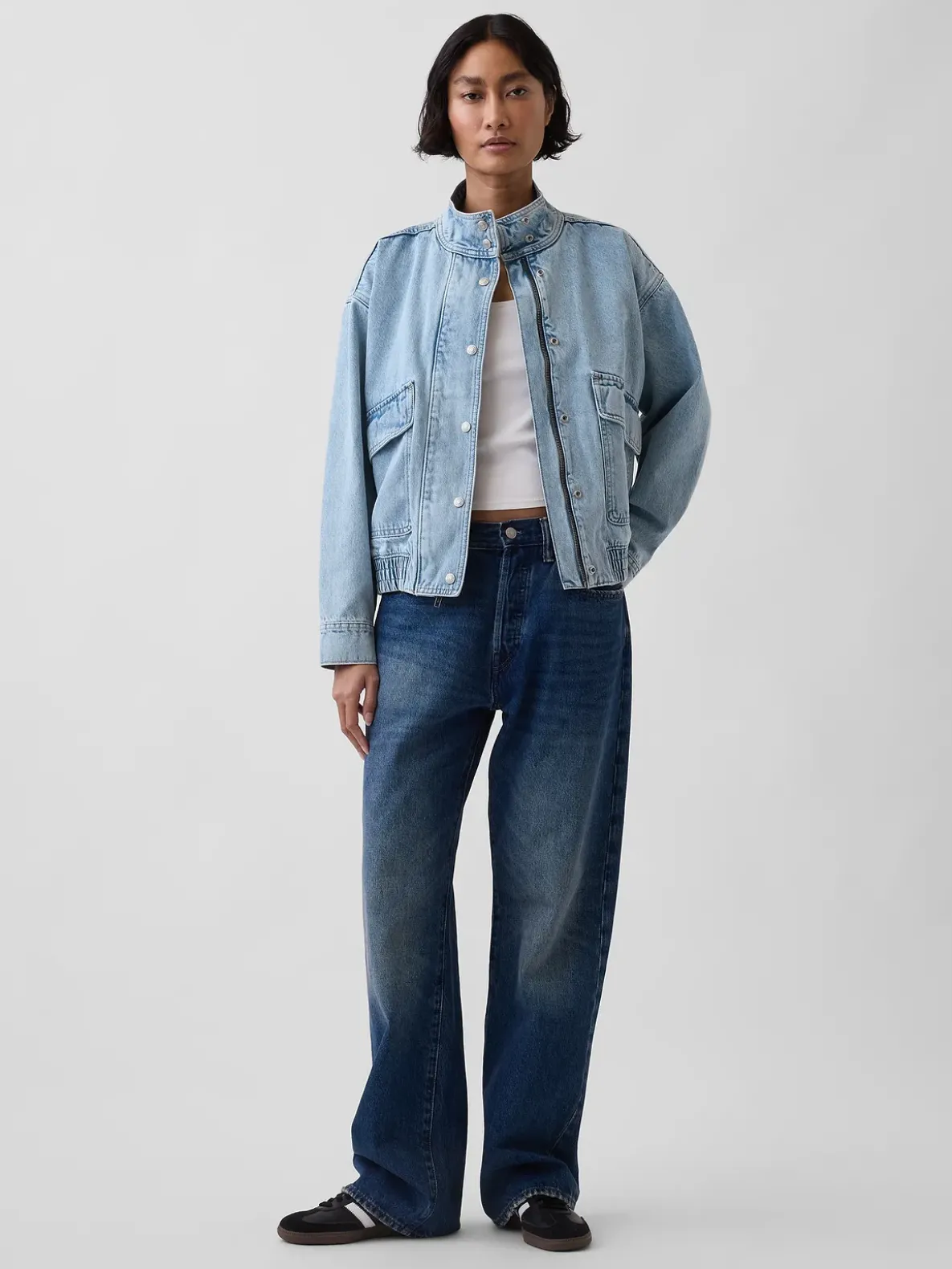 Oversized Denim Bomber Jacket
