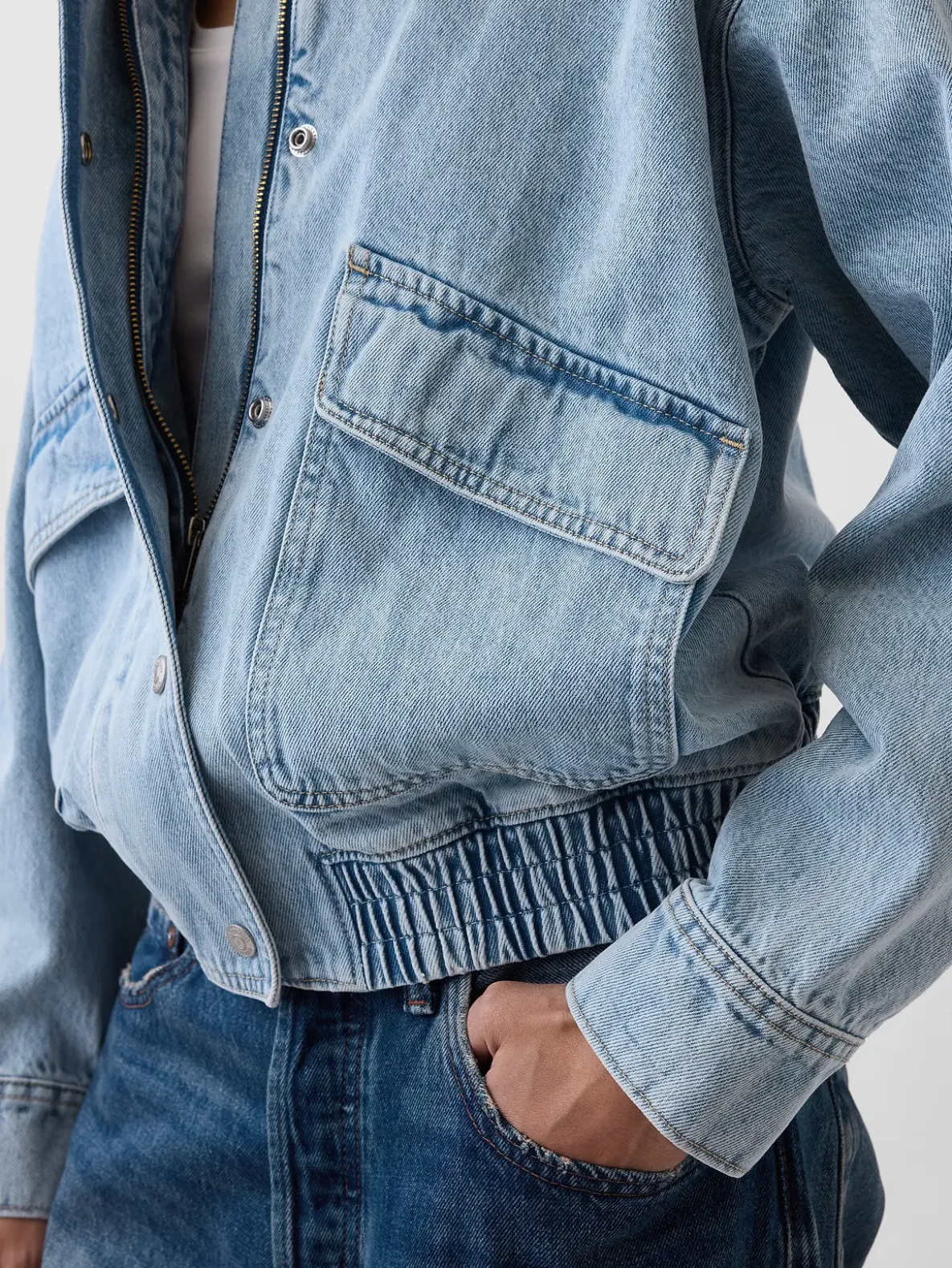 Oversized Denim Bomber Jacket