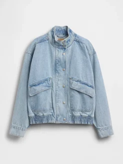 Oversized Denim Bomber Jacket