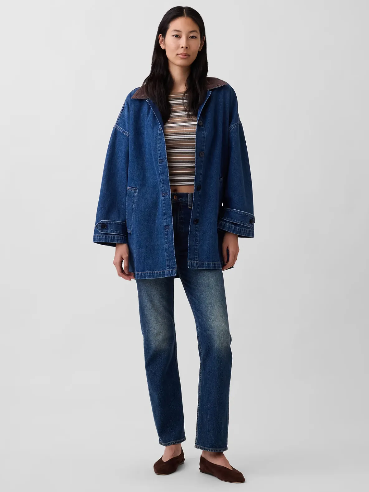 Oversized Denim Car Coat