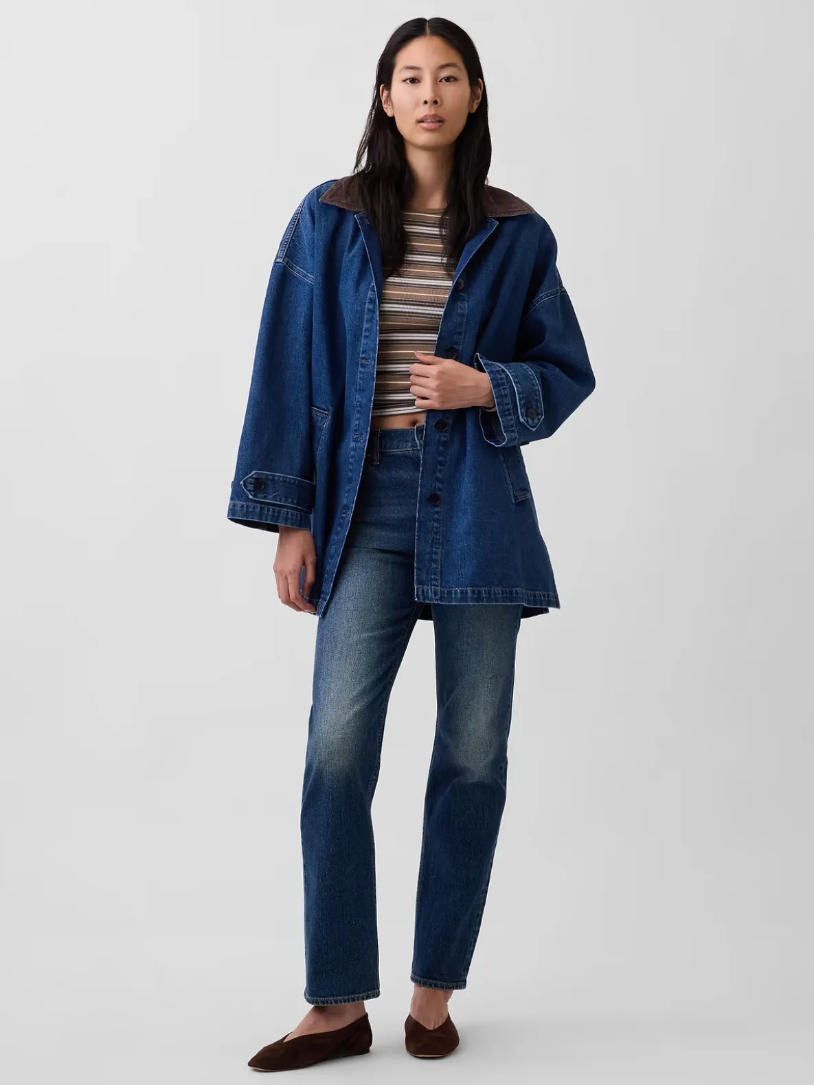 Oversized Denim Car Coat