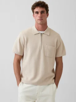 Oversized Quarter-Zip Pocket Polo Sweater