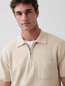 Oversized Quarter-Zip Pocket Polo Sweater