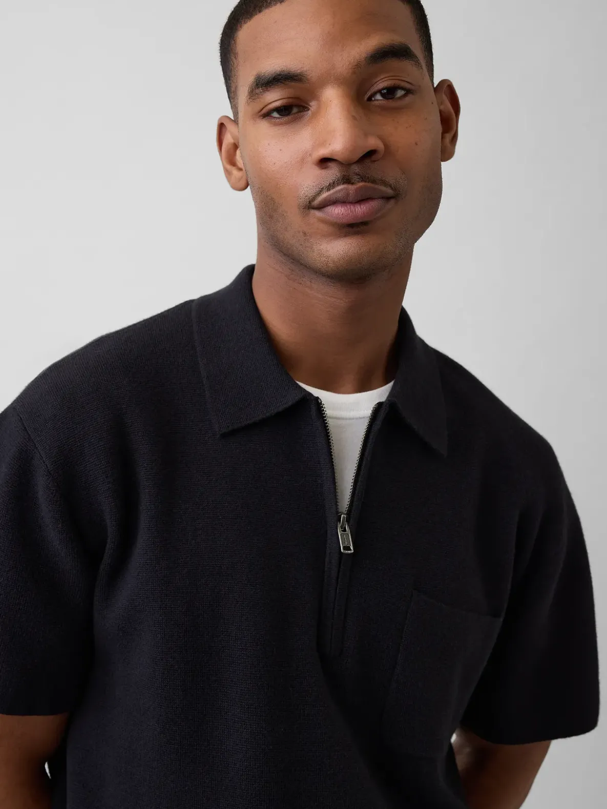 Oversized Quarter-Zip Pocket Polo Sweater