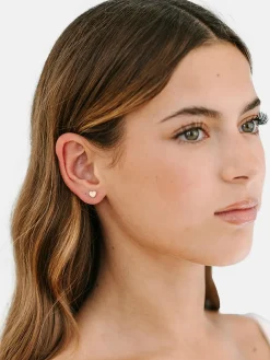 Pierced Co Tiny Peachy Heart Screwback Earrings