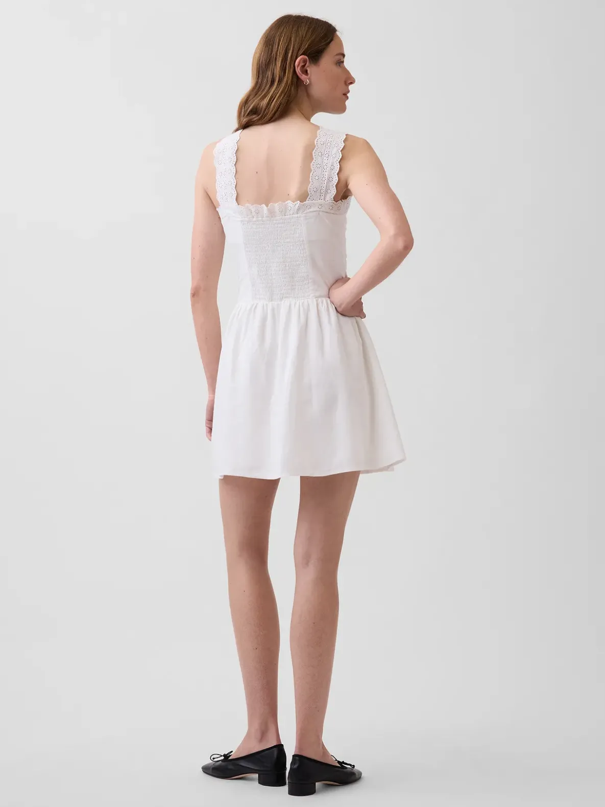 Pintuck Drop-Waist Mini Dress