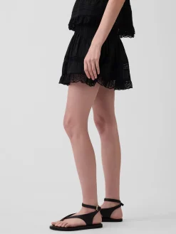 Pintuck Lace-Trim Easy Mini Skort