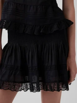 Pintuck Lace-Trim Easy Mini Skort