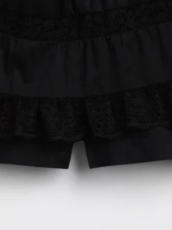 Pintuck Lace-Trim Easy Mini Skort