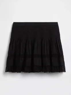 Pintuck Lace-Trim Easy Mini Skort