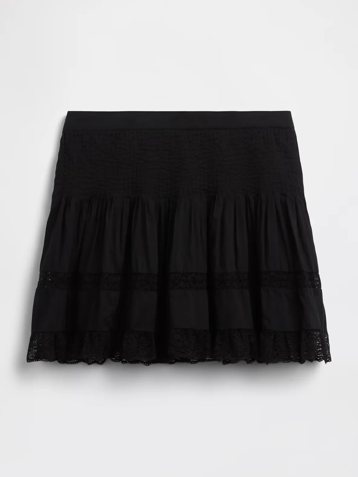 Pintuck Lace-Trim Easy Mini Skort