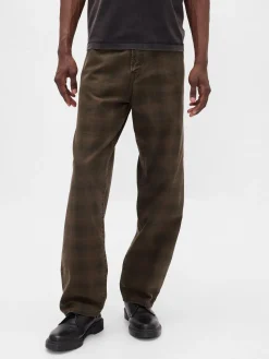 Plaid Canvas Baggy Jeans