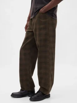 Plaid Canvas Baggy Jeans