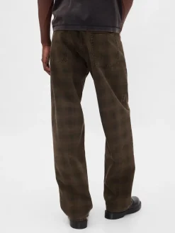 Plaid Canvas Baggy Jeans