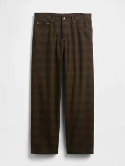 Plaid Canvas Baggy Jeans