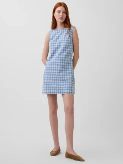 Plaid Denim Mini Shift Dress