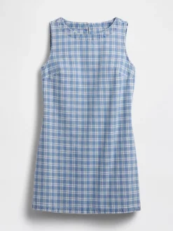 Plaid Denim Mini Shift Dress