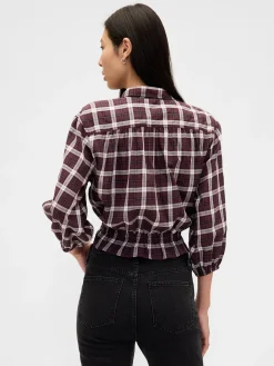 Plaid Tie-Waist Top