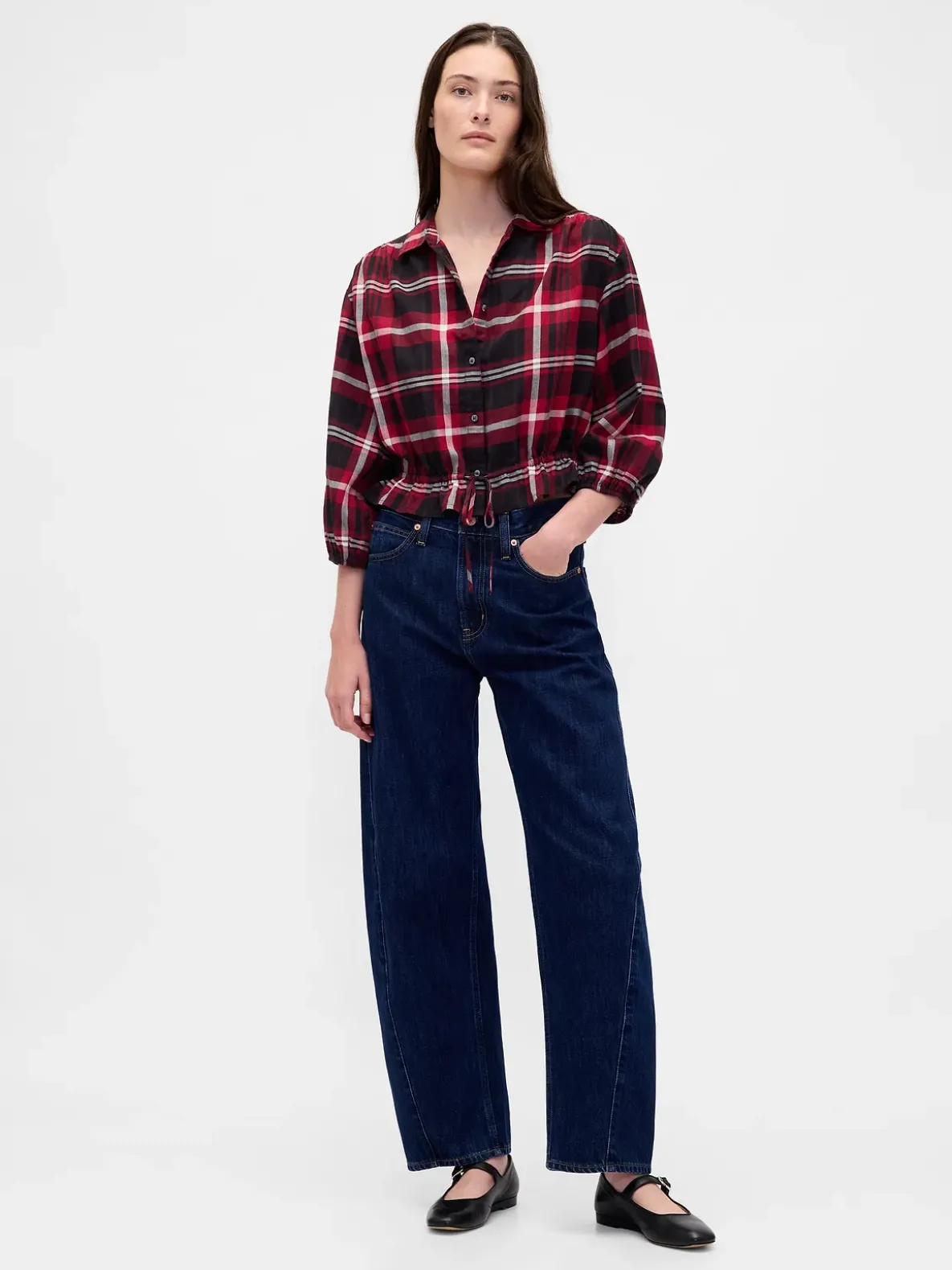 Plaid Tie-Waist Top