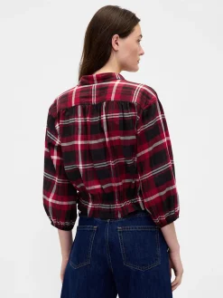 Plaid Tie-Waist Top