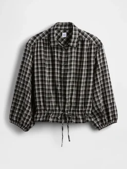 Plaid Tie-Waist Top