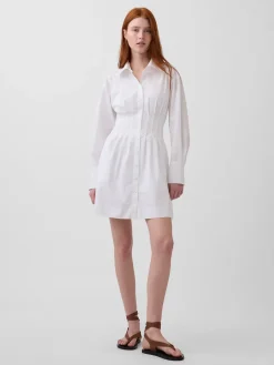 Pleated Mini Shirtdress