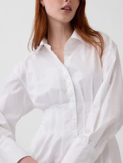 Pleated Mini Shirtdress