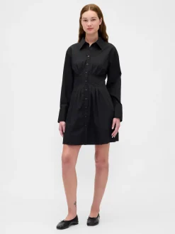 Pleated Mini Shirtdress