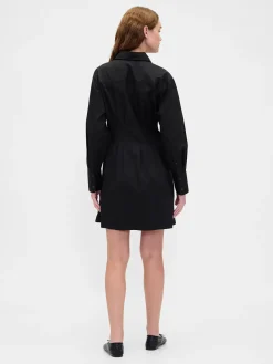 Pleated Mini Shirtdress