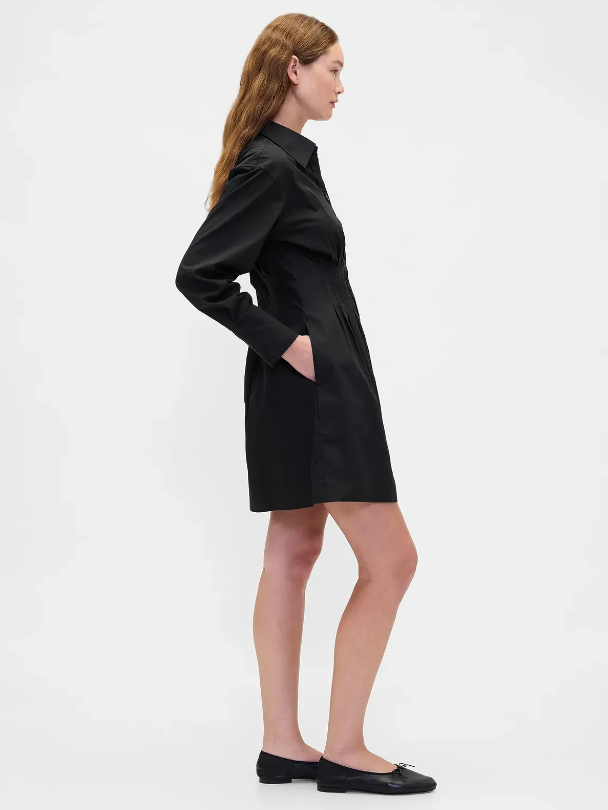 Pleated Mini Shirtdress
