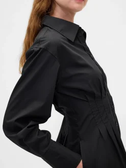 Pleated Mini Shirtdress