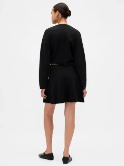 Pleated Mini Sweater Skirt