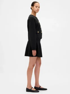 Pleated Mini Sweater Skirt