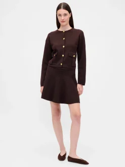 Pleated Mini Sweater Skirt