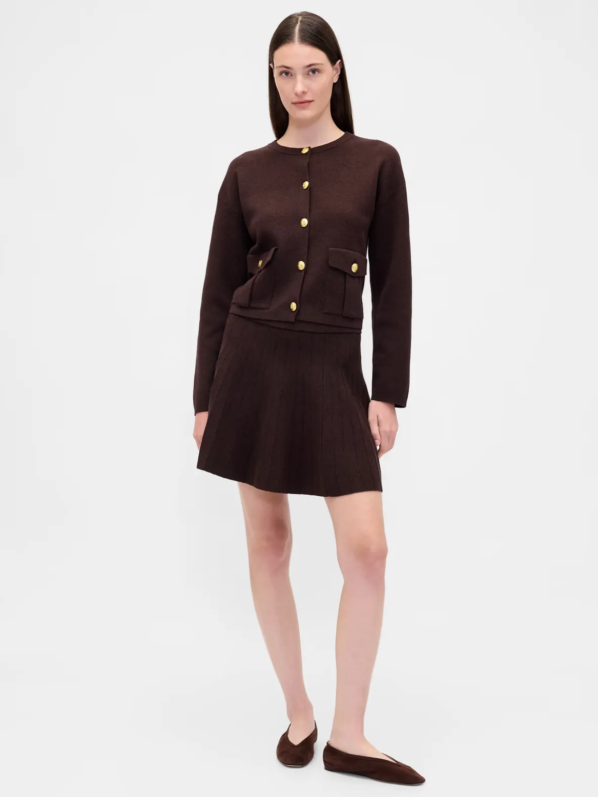 Pleated Mini Sweater Skirt