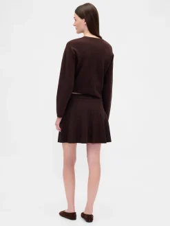 Pleated Mini Sweater Skirt