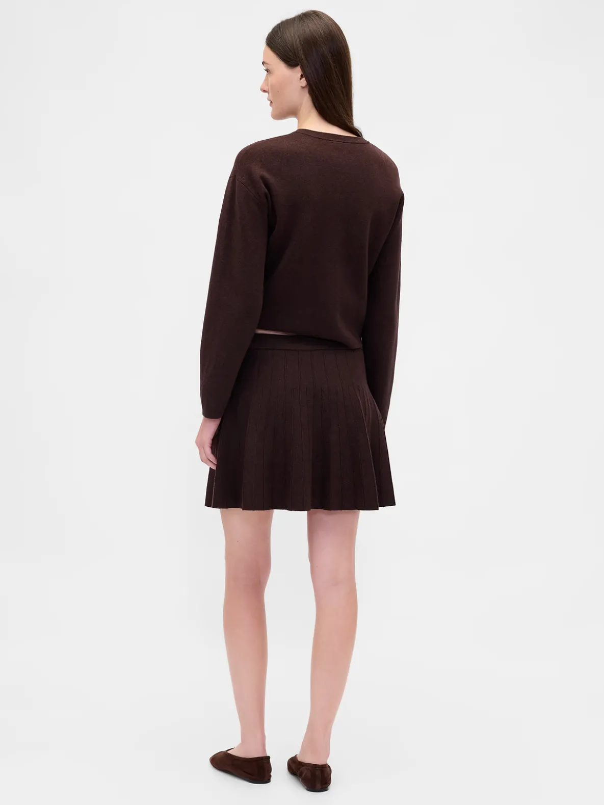 Pleated Mini Sweater Skirt