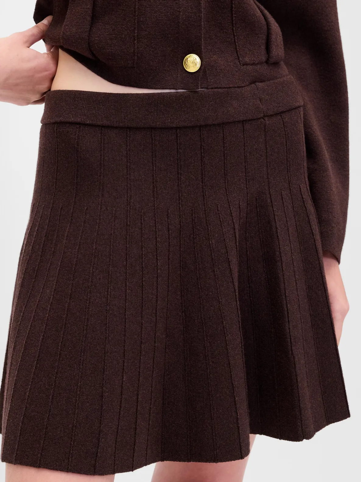 Pleated Mini Sweater Skirt
