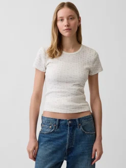 Pointelle Crewneck T-Shirt