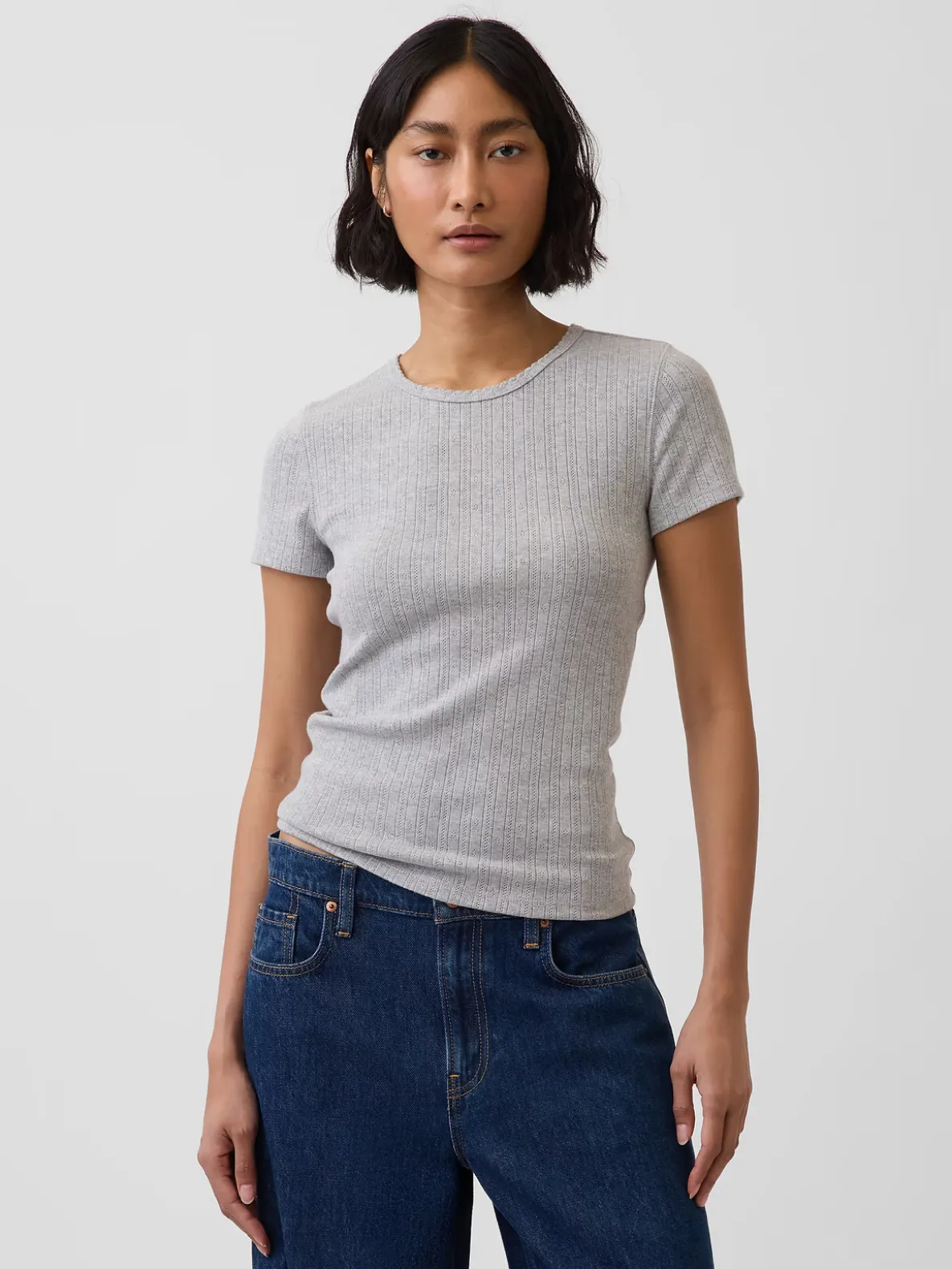 Pointelle Crewneck T-Shirt