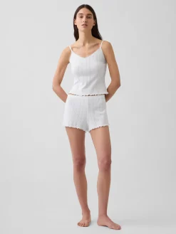 Pointelle Lettuce-Hem PJ Shorts