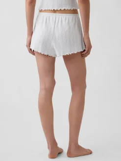 Pointelle Lettuce-Hem PJ Shorts