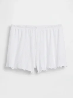 Pointelle Lettuce-Hem PJ Shorts