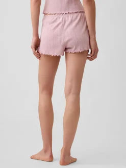 Pointelle Lettuce-Hem PJ Shorts